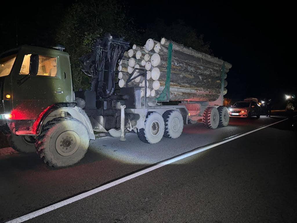 На Рахівщині поліція вилучила вантажівку з нелегальним лісом